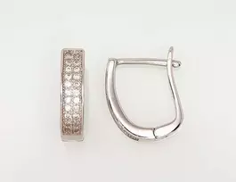 Sidabriniai auskarai anglišku užsegimu, Metalas: Sidabras, Praba: 925°, Akmuo: Cirkonai - 2.4 g. - 14 mm.