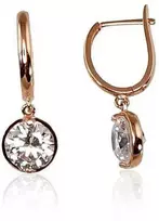 Auksiniai auskarai anglišku užsegimu, Raudonas Auksas, Cirkonai - 2.38 g. - 23 mm.