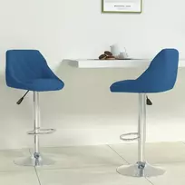 Baro taburetės, 2vnt., mėlynos spalvos, aksomas