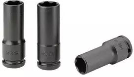 3 vnt 1/2" smūginių lizdų rinkinys, 6 taškų ilgio plona sienelė, 17-19-21 mm, Facom [NSB.3]
