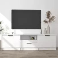 TV staliukas Televizoriaus spintelė, balta, 140x35x40cm, apdirbta mediena