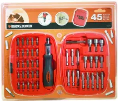 Black & Decker „Juodas & Decker“ 45 antgalių ir galvučių rinkinys 1/4' terkšlei Juodas+DECKER [A7039-XJ]