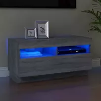 TV staliukas Televizoriaus spintelė su LED, pilka ąžuolo, 80x35x40cm