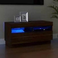TV staliukas Televizoriaus spintelė su LED, ruda ąžuolo, 80x35x40cm