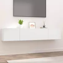 TV staliukas Televizoriaus spintelės, 2vnt., baltos, 80x30x30cm, mediena