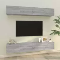 TV staliukas Sieninės TV spintelės, 4vnt., pilkos ąžuolo, 100x30x30cm