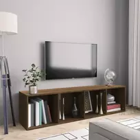 TV staliukas Knygų/televizoriaus spintelė, ruda, 143x30x36cm, mediena