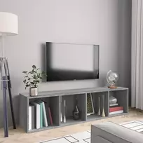 TV staliukas Knygų/televizoriaus spintelė, pilka, 143x30x36cm, mediena