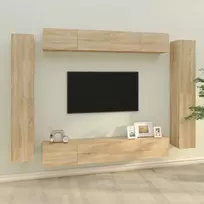 TV staliukas Televizoriaus spintelių komplektas, 8 dalių, ąžuolo, mediena