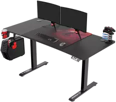 Reguliuojamo aukščio žaidimų stalas Ultradesk LEVEL V2, 140 x 68 cm, Juodos/raudonos spalvos