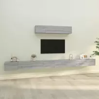 TV staliukas TV spintelių komplektas, 6 dalių, pilkas ąžuolo, mediena