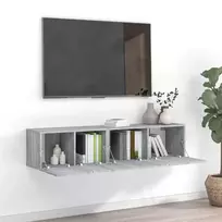 TV staliukas TV spintelių komplektas, 2 dalių, pilkas ąžuolo, mediena