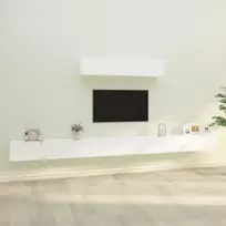 TV staliukas Televizoriaus spintelių komplektas, 6 dalių, baltas, mediena