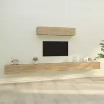 TV staliukas Televizoriaus spintelių komplektas, 6 dalių, ąžuolo, mediena