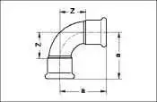 SANHA Vario lanko presavimo dujos 90 ° 28mm (110002A28)