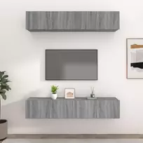 TV staliukas TV spintelės, 4vnt., pilkos ąžuolo, 80x30x30cm, mediena