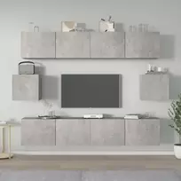 TV staliukas TV spintelių komplektas, 6 dalių, betono pilkas, mediena