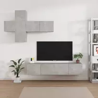 TV staliukas TV spintelių komplektas, 7 dalių, betono pilkas, mediena