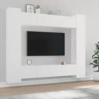 TV staliukas Televizoriaus spintelių komplektas, 8 dalių, baltas, mediena
