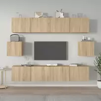 TV staliukas Televizoriaus spintelių komplektas, 6 dalių, ąžuolo, mediena