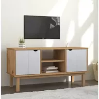 TV staliukas Televizoriaus spintelė OTTA, ruda/balta, 113,5x43x57cm, pušis