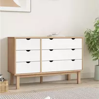 Spintelė su stalčiais OTTA, ruda/balta, 111x43x73,5cm, pušis
