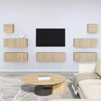 TV staliukas Televizoriaus spintelių komplektas, 7 dalių, ąžuolo, mediena