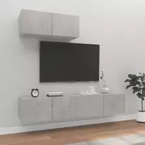 TV staliukas TV spintelių komplektas, 3 dalių, betono pilkas, mediena
