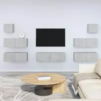 TV staliukas TV spintelių komplektas, 7 dalių, betono pilkas, mediena