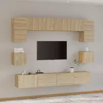 TV staliukas Televizoriaus spintelių komplektas, 8 dalių, ąžuolo, mediena