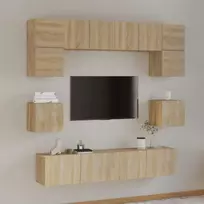 TV staliukas Televizoriaus spintelių komplektas, 8 dalių, ąžuolo, mediena