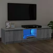 TV staliukas TV spintelė su LED apšvietimu, pilka ąžuolo, 120x30x35,5cm