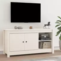 TV staliukas Televizoriaus spintelė, balta, 103x36,5x52cm, pušies masyvas