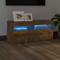 TV staliukas TV spintelė su LED apšvietimu, dūminio ąžuolo, 90x35x40cm
