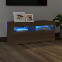 TV staliukas TV spintelė su LED apšvietimu, ruda ąžuolo, 90x35x40cm