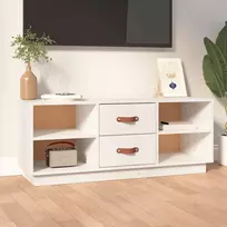 TV staliukas Televizoriaus spintelė, balta, 100x34x40cm, pušies masyvas