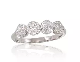 Auksinis žiedas su brangakmeniais. Metalas: Baltas Auksas. Praba: 585°. Akmuo: Briliantai - 17 - 2.03 g. - Briliantai (0,09Ct)