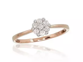 Auksinis žiedas su brangakmeniais. Metalas: Raudonas Auksas. Praba: 585°. Akmuo: Briliantai - 17 - 1.69 g. - Briliantai (0,2Ct)