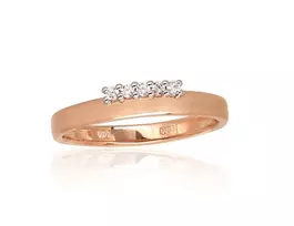 Auksinis žiedas su brangakmeniais. Metalas: Raudonas Auksas. Praba: 585°. Akmuo: Briliantai - 17 - 1.8 g. - Briliantai (0,07Ct)