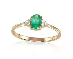 Auksinis žiedas su brangakmeniais. Metalas: Raudonas Auksas. Praba: 585°. Akmuo: Briliantai , Smaragdas - 15.5 - 1.21 g. - Briliantai (0,037Ct), Smaragdas (0,462Ct)