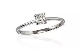 Auksinis žiedas su brangakmeniais. Metalas: Baltas Auksas. Praba: 585°. Akmuo: Briliantai - 16.5 - 1.54 g. - Briliantai (0,073Ct)