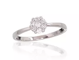 Auksinis žiedas su brangakmeniais. Metalas: Baltas Auksas. Praba: 585°. Akmuo: Briliantai - 18.5 - 1.72 g. - Briliantai (0,2Ct)
