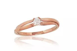 Auksinis žiedas su brangakmeniais. Metalas: Raudonas Auksas. Praba: 585°. Akmuo: Briliantai - 16.5 - 1.31 g. - Briliantai (0,1Ct)