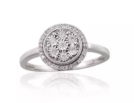 Auksinis žiedas su brangakmeniais. Metalas: Baltas Auksas. Praba: 585°. Akmuo: Briliantai - 18.5 - 3.09 g. - Briliantai (0,2Ct)