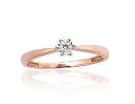Auksinis žiedas su brangakmeniais. Metalas: Raudonas/Baltas Auksas. Praba: 585°. Akmuo: Briliantai - 17.5 - 1.55 g. - Briliantai (0,06Ct)