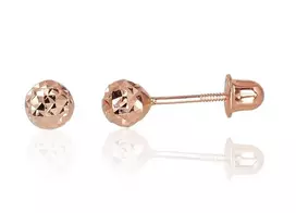 Auksiniai auskarai vinukai, užsukami, Raudonas Auksas, Be akmens - 0.45 g. - 4 mm.