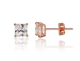 Auksiniai auskarai vinukai, Raudonas Auksas, Cirkonai - 5 mm. - 0.53 g.