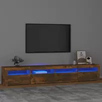TV staliukas Televizoriaus spintelė su LED, dūminio ąžuolo, 240x35x40cm
