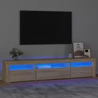 TV staliukas Televizoriaus spintelė su LED apšvietimu, ąžuolo, 195x35x40cm
