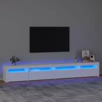 TV staliukas Televizoriaus spintelė su LED apšvietimu, balta, 270x35x40cm